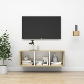 Mueble TV pared madera contrachapada blanco roble 37x37x107 cm de vidaXL, Muebles TV - Ref: Foro24-805485, Precio: 53,30 €, D...