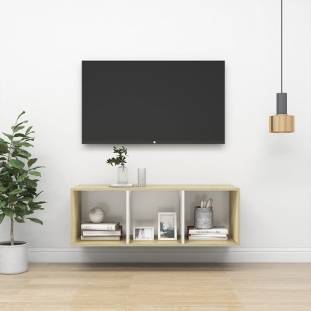 Mueble TV pared madera contrachapada blanco roble 37x37x107 cm de vidaXL, Muebles TV - Ref: Foro24-805485, Precio: 53,30 €, D...