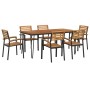 Juego de comedor de jardín 7 pzas madera maciza acacia y metal de , Conjuntos de jardín - Ref: Foro24-3155419, Precio: 729,50...