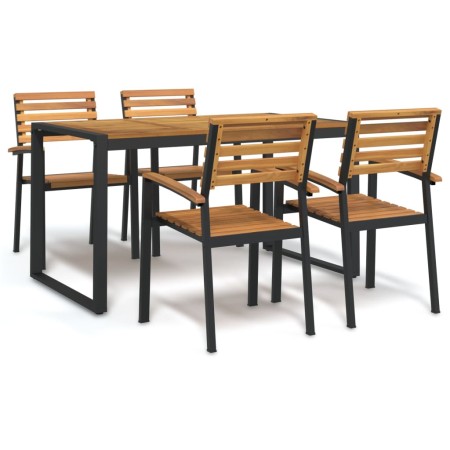 Juego de comedor de jardín 5 pzas madera maciza acacia y metal de , Conjuntos de jardín - Ref: Foro24-3155406, Precio: 579,32...
