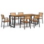 Juego de comedor de jardín 7 pzas madera maciza acacia y metal de , Conjuntos de jardín - Ref: Foro24-3155412, Precio: 808,46...