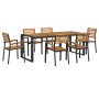 Juego de comedor de jardín 7 pzas madera maciza acacia y metal de , Conjuntos de jardín - Ref: Foro24-3155412, Precio: 808,46...