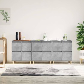 Aparadores 3 uds madera contrachapada gris hormigón 60x35x70 cm de , Aparadores - Ref: Foro24-3185771, Precio: 211,10 €, Desc...