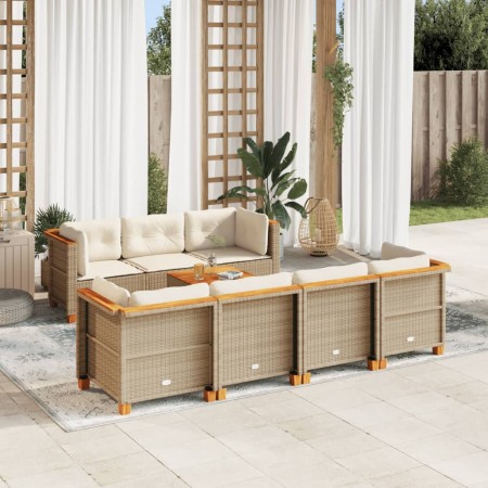 Set de sofás de jardín y cojines 8 piezas ratán sintético beige en Conjuntos de jardín | Comprar online en Foru.es