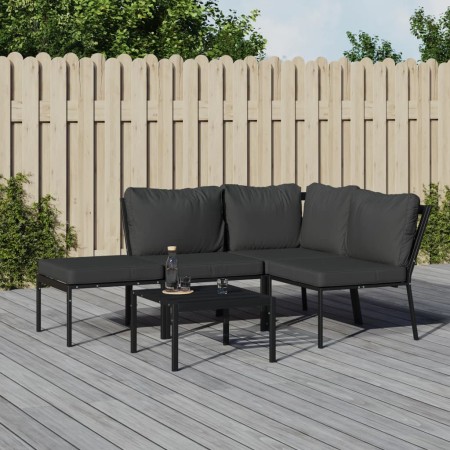 Set de muebles de jardín 5 piezas acero con cojines gris de , Conjuntos de jardín - Ref: Foro24-3187954, Precio: 483,65 €, De...
