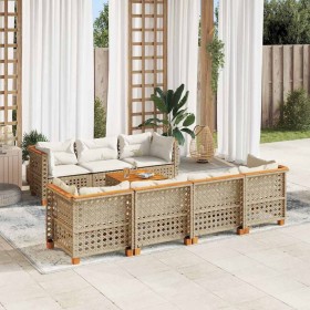 Set de sofás de jardín y cojines 8 piezas ratán sintético beige en Conjuntos de jardín | Comprar online en Foru.es