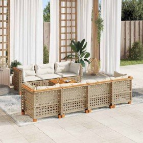 Set de sofás de jardín y cojines 8 piezas ratán sintético beige en Conjuntos de jardín | Comprar online en Foru.es