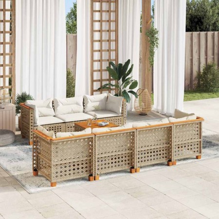 Set de sofás de jardín y cojines 8 piezas ratán sintético beige en Conjuntos de jardín | Comprar online en Foru.es