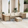 Set de sofás de jardín y cojines 8 piezas ratán sintético beige en Conjuntos de jardín | Comprar online en Foru.es