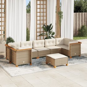 Set de sofás de jardín y cojines 8 piezas ratán sintético beige en Conjuntos de jardín | Comprar online en Foru.es