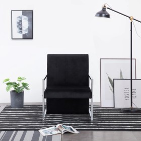 Sillón con patas cromadas de terciopelo negro de , Sillones - Ref: Foro24-282157, Precio: 91,95 €, Descuento: %