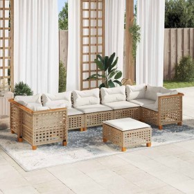 Set de sofás de jardín y cojines 8 piezas ratán sintético beige en Conjuntos de jardín | Comprar online en Foru.es