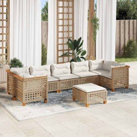 Set de sofás de jardín y cojines 8 piezas ratán sintético beige en Conjuntos de jardín | Comprar online en Foru.es