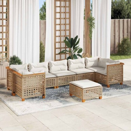 Set de sofás de jardín y cojines 8 piezas ratán sintético beige en Conjuntos de jardín | Comprar online en Foru.es