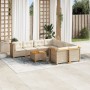 Set de sofás de jardín con cojines 9 pzas ratán sintético beige en Conjuntos de jardín | Comprar online en Foru.es
