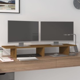 Soporte de monitor madera maciza pino marrón miel 100x27x15 cm de , Bases y elevadores para ordenadores - Ref: Foro24-813982,...