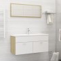 Set de muebles de baño madera ingeniería blanco y roble Sonoma de , Muebles de baño - Ref: Foro24-3070897, Precio: 332,85 €, ...