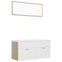 Set de muebles de baño madera ingeniería blanco y roble Sonoma de , Muebles de baño - Ref: Foro24-3070897, Precio: 332,85 €, ...