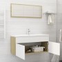Set de muebles de baño madera ingeniería blanco y roble Sonoma de , Muebles de baño - Ref: Foro24-3070897, Precio: 332,85 €, ...