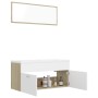 Set de muebles de baño madera ingeniería blanco y roble Sonoma de , Muebles de baño - Ref: Foro24-3070897, Precio: 332,85 €, ...