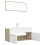 Set de muebles de baño madera ingeniería blanco y roble Sonoma de , Muebles de baño - Ref: Foro24-3070897, Precio: 332,85 €, ...