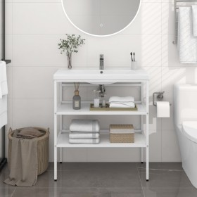 Estructura de lavabo de hierro blanco 79x38x83 cm de , Tocadores de baño - Ref: Foro24-338486, Precio: 65,57 €, Descuento: %