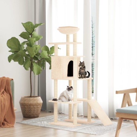 Rascador para gatos con postes de sisal crema 166 cm de , Mobiliario para gatos - Ref: Foro24-171681, Precio: 96,44 €, Descue...