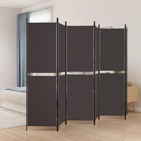 Biombo divisor de 6 paneles de tela marrón 300x180 cm de , Divisores de ambientes - Ref: Foro24-350223, Precio: 64,58 €, Desc...