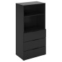 FMD Cómoda con 3 cajones y estantes abiertos negra de , Armarios roperos - Ref: Foro24-437007, Precio: 175,98 €, Descuento: %