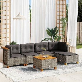 Set de muebles de jardín 6 pzas y cojines ratán sintético gris en Conjuntos de jardín | Comprar online en Foru.es