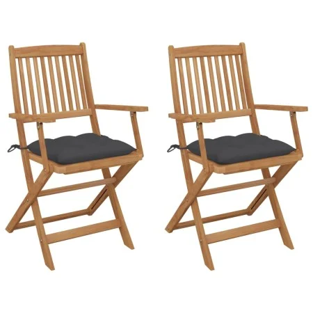 Sillas de jardín plegables 2 uds y cojines madera maciza acacia de vidaXL, Sillas de jardín - Ref: Foro24-3064605, Precio: 13...