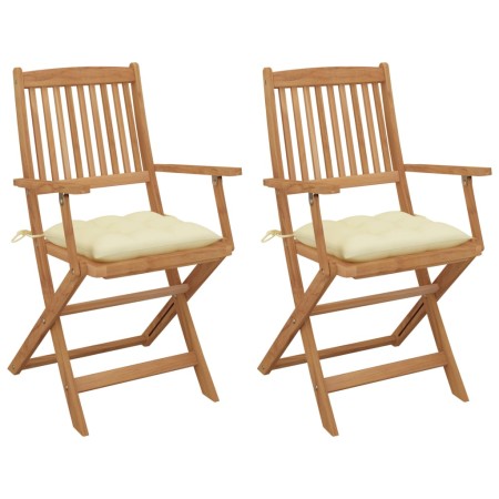 Sillas de jardín plegables 2 uds y cojines madera maciza acacia de vidaXL, Sillas de jardín - Ref: Foro24-3064607, Precio: 17...