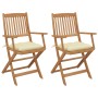 Sillas de jardín plegables 2 uds y cojines madera maciza acacia de vidaXL, Sillas de jardín - Ref: Foro24-3064607, Precio: 17...