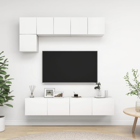 Set de muebles de salón TV 5 piezas madera de ingeniería blanco de , Muebles TV - Ref: Foro24-3078693, Precio: 174,98 €, Desc...