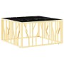 Mesa de centro de acero inoxidable y vidrio dorada 80x80x40 cm de , Mesas de centro - Ref: Foro24-350060, Precio: 146,18 €, D...