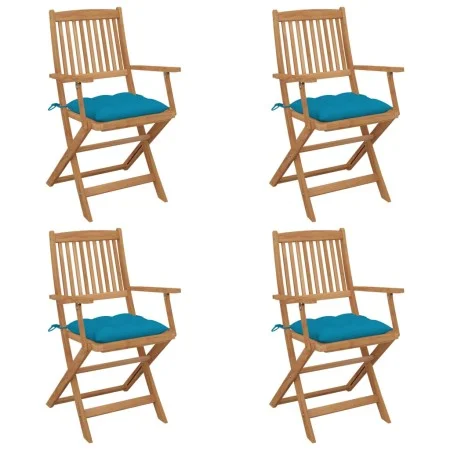 Sillas de jardín plegables 4 uds y cojines madera maciza acacia de vidaXL, Sillas de jardín - Ref: Foro24-3064636, Precio: 19...