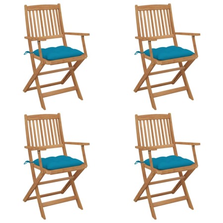 Sillas de jardín plegables 4 uds y cojines madera maciza acacia de vidaXL, Sillas de jardín - Ref: Foro24-3064636, Precio: 23...