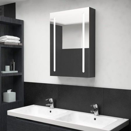 Armario de baño con espejo LED negro brillante 50x13x70 cm de vidaXL, Tocadores de baño - Ref: Foro24-326496, Precio: 117,77 ...
