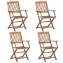 Sillas de jardín plegables 4 uds y cojines madera maciza acacia de vidaXL, Sillas de jardín - Ref: Foro24-3064636, Precio: 19...