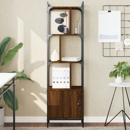 Estantería con puerta madera marrón roble 44,5x30x154,5 cm de , Librerías y estanterías - Ref: Foro24-833357, Precio: 71,39 €...