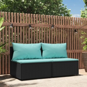 Sofás centrales jardín con cojines 2 uds ratán sintético negro de , Sofás de exterior - Ref: Foro24-319802, Precio: 131,79 €,...