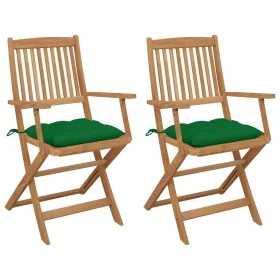 Sillas de jardín plegables 2 uds y cojines madera maciza acacia de vidaXL, Sillas de jardín - Ref: Foro24-3064610, Precio: 14...