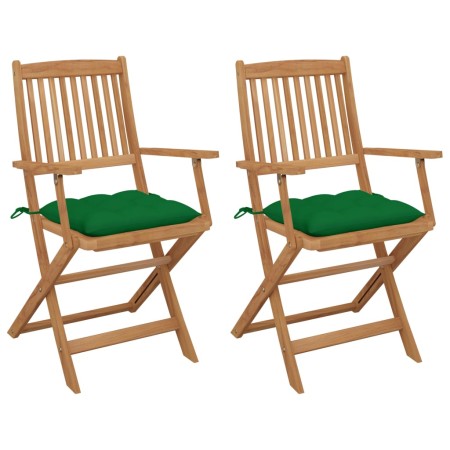 Sillas de jardín plegables 2 uds y cojines madera maciza acacia de vidaXL, Sillas de jardín - Ref: Foro24-3064610, Precio: 17...