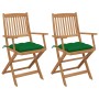 Sillas de jardín plegables 2 uds y cojines madera maciza acacia de vidaXL, Sillas de jardín - Ref: Foro24-3064610, Precio: 17...