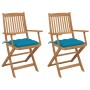 Sillas de jardín plegables 2 uds y cojines madera maciza acacia de vidaXL, Sillas de jardín - Ref: Foro24-3064609, Precio: 17...