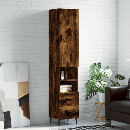 Aparador de madera contrachapada roble ahumado 34,5x34x180 cm de , Aparadores - Ref: Foro24-3198934, Precio: 112,47 €, Descue...
