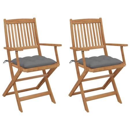 Sillas de jardín plegables 2 uds y cojines madera maciza acacia de vidaXL, Sillas de jardín - Ref: Foro24-3064606, Precio: 16...