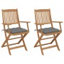 Sillas de jardín plegables 2 uds y cojines madera maciza acacia de vidaXL, Sillas de jardín - Ref: Foro24-3064606, Precio: 16...