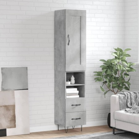 Aparador de madera contrachapada gris hormigón 34,5x34x180 cm de , Aparadores - Ref: Foro24-3200293, Precio: 102,51 €, Descue...