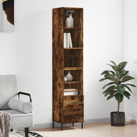 Aparador de madera contrachapada roble ahumado 34,5x34x180 cm de , Aparadores - Ref: Foro24-3189778, Precio: 100,67 €, Descue...